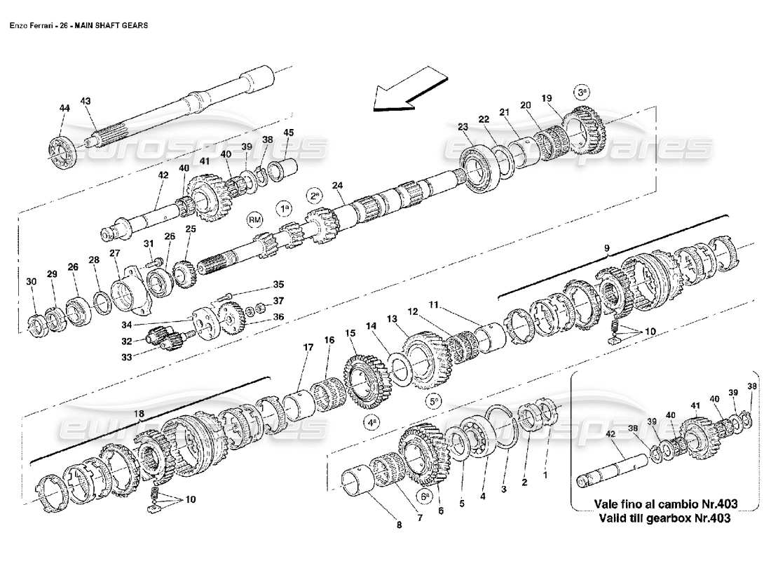 Ferrari Enzo Main Shaft Gears Part Diagram