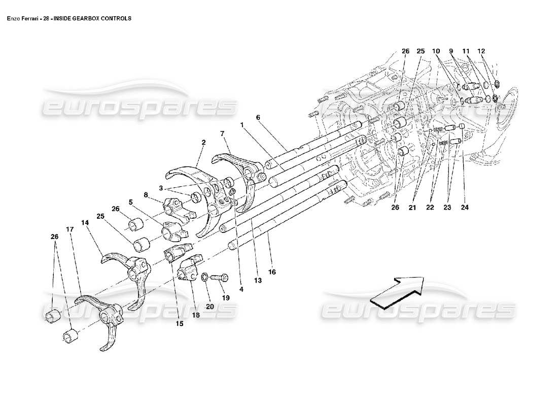 Ferrari Enzo Inside Gearbox Controls Part Diagram
