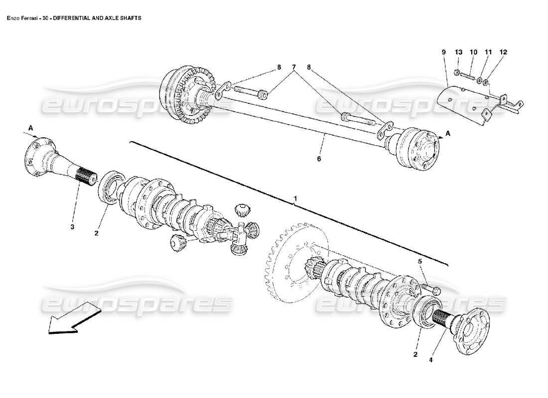 Ferrari Enzo Differential & Axle Shafts Part Diagram