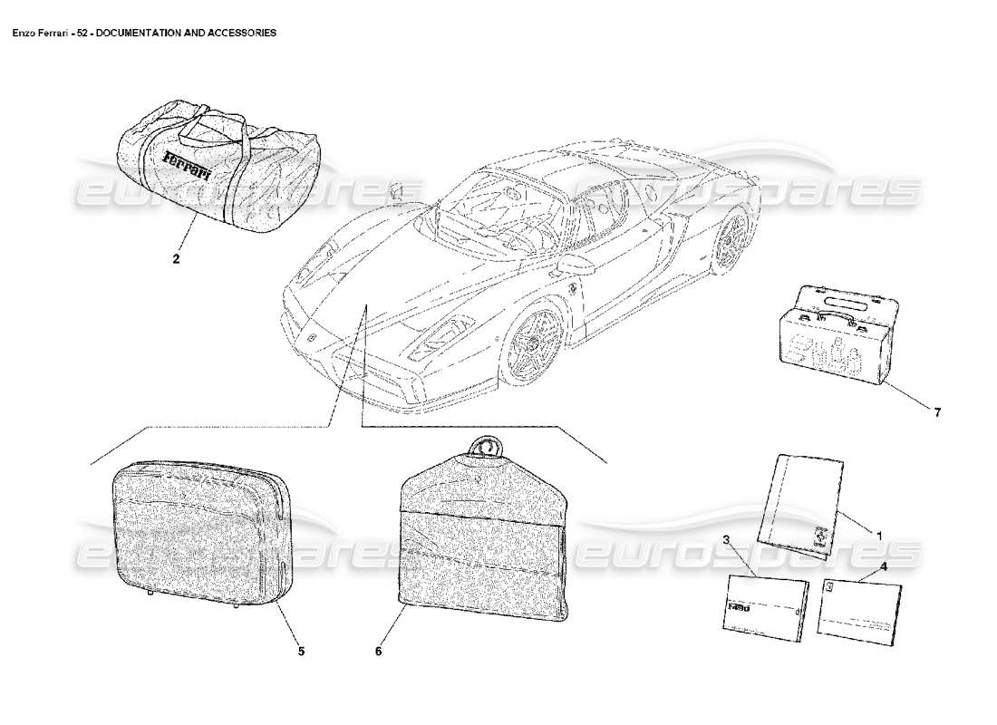 Ferrari Enzo documentation and accessories Part Diagram