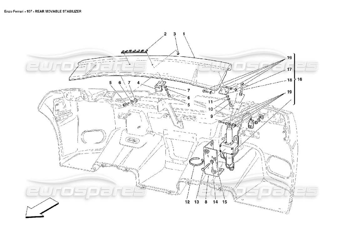 Ferrari Enzo Rear Movable Stabilizer Part Diagram