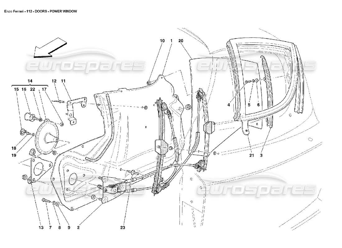 Ferrari Enzo Doors - Power Window Part Diagram