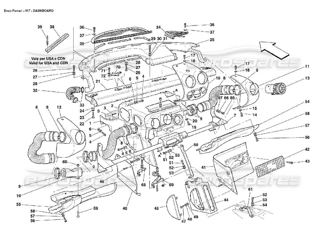 Ferrari Enzo DASHBOARD Part Diagram