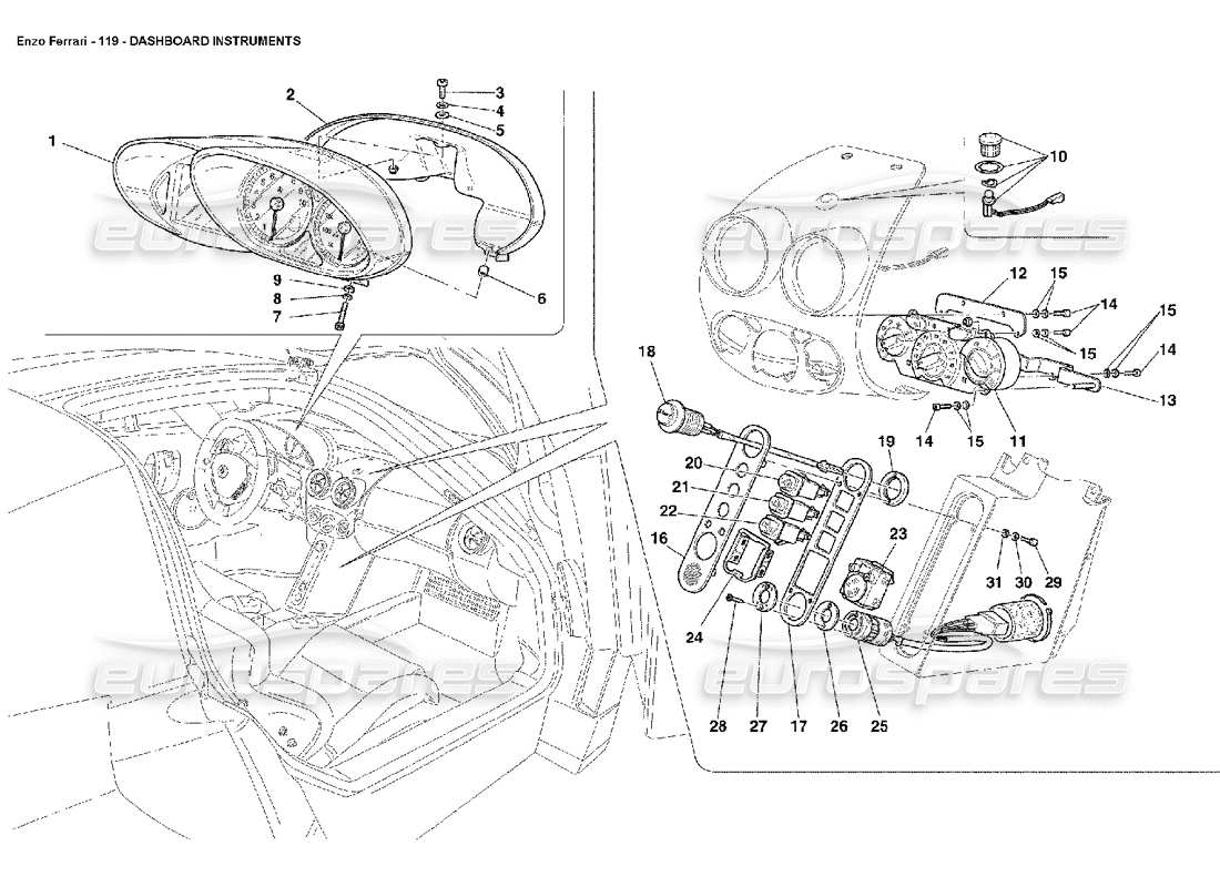 Ferrari Enzo dashboard instruments Part Diagram