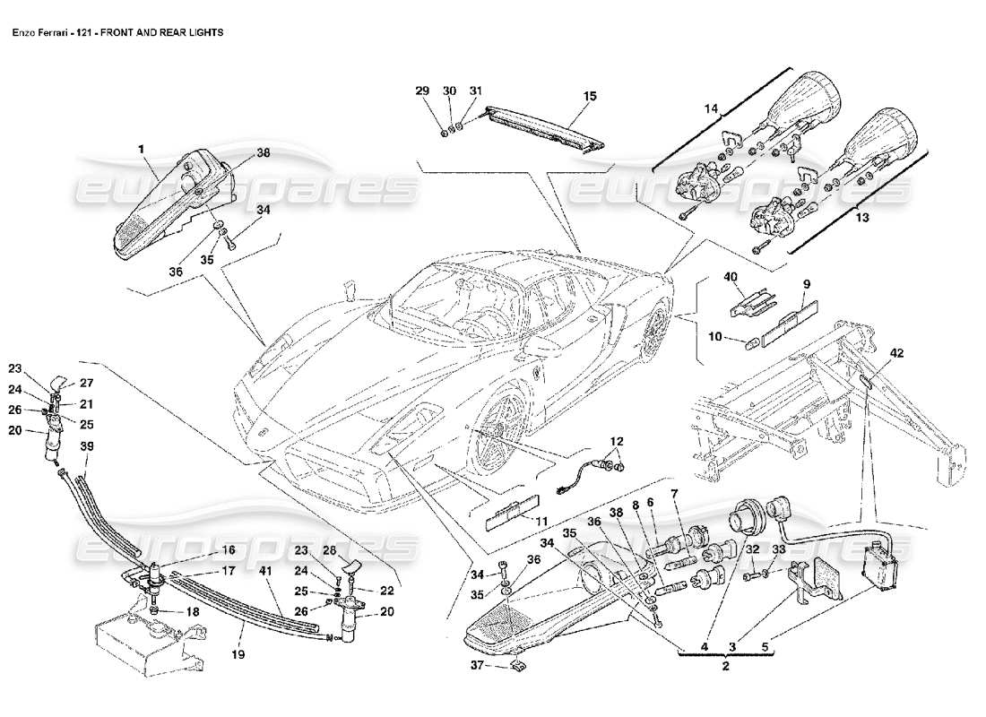 Ferrari Enzo Front and Rear Lights Part Diagram