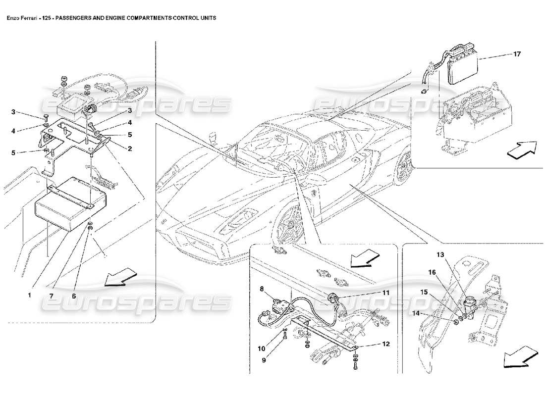 Ferrari Enzo Passengers and Engine Compartments Control Units Part Diagram