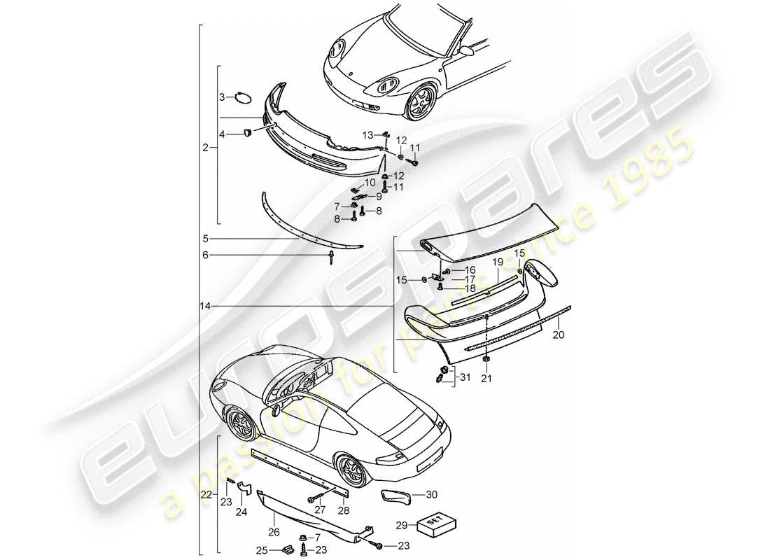 Porsche Tequipment catalogue (1996) aerokit Parts Diagram
