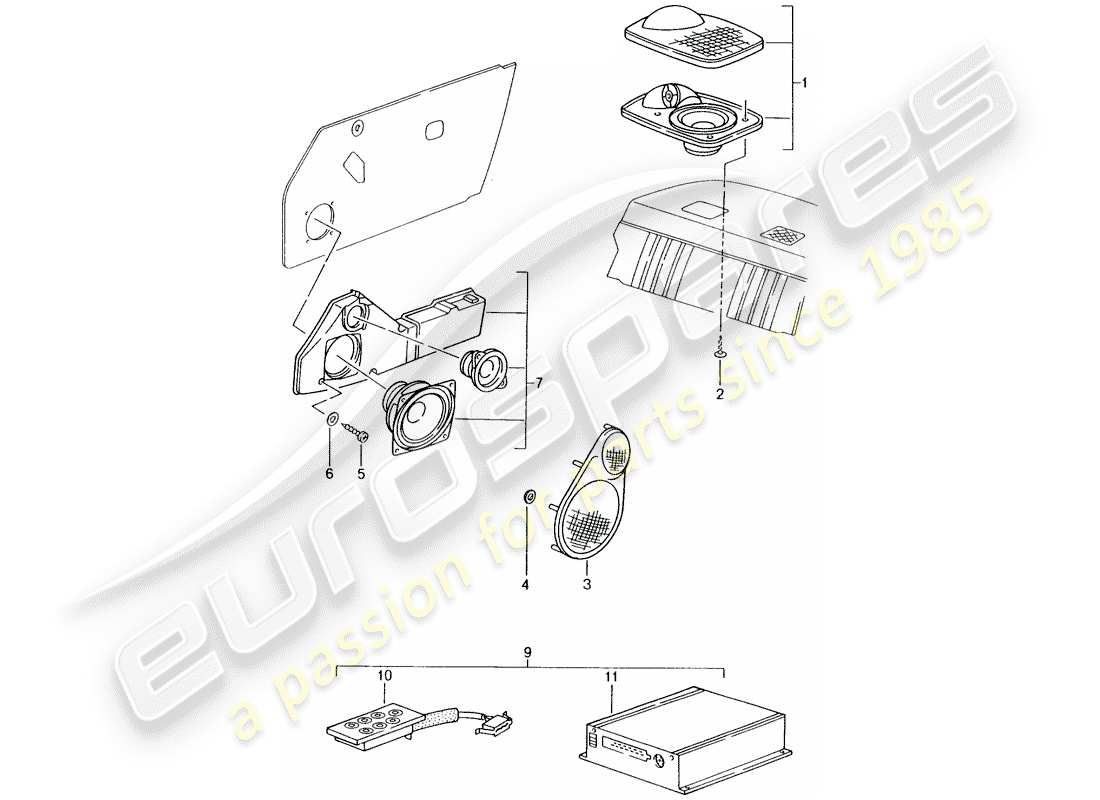 Porsche Tequipment catalogue (2004) Sound System Parts Diagram