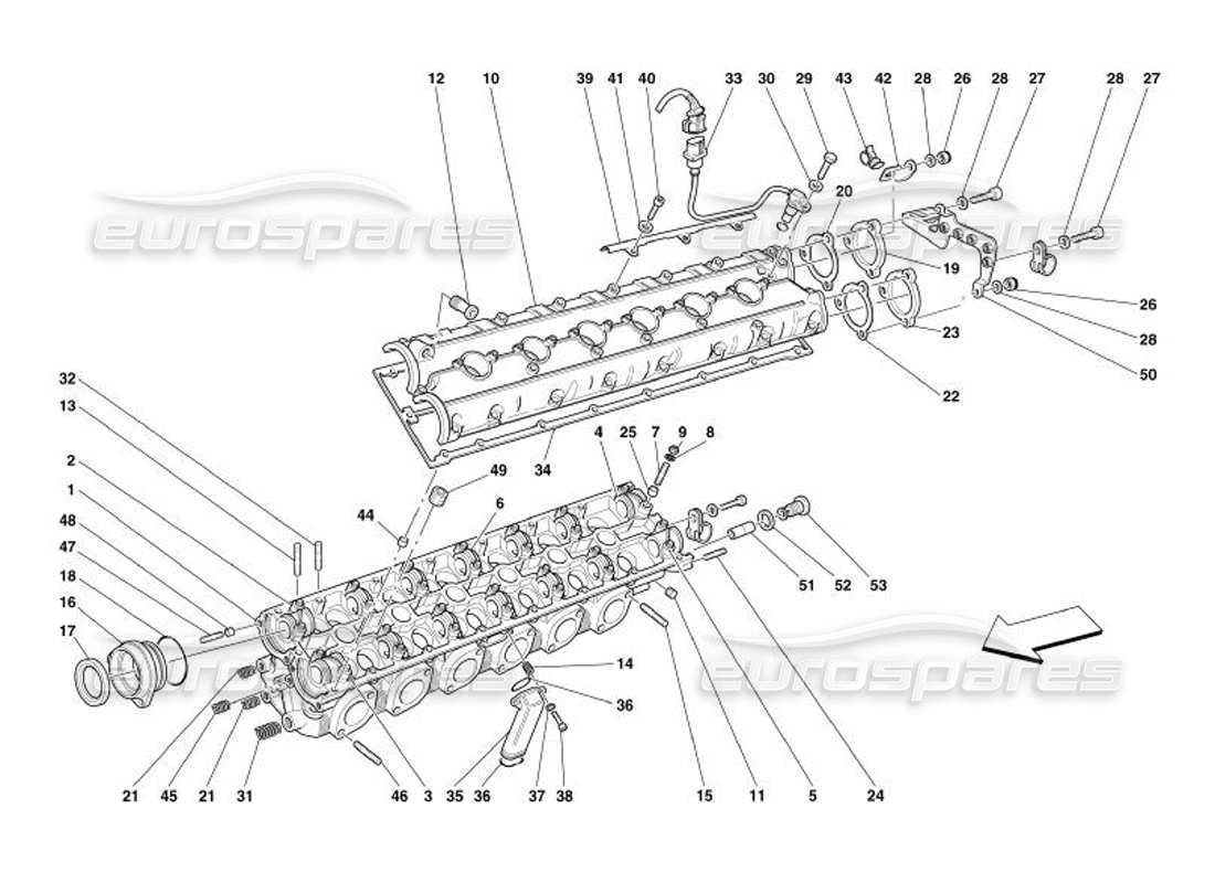 Ferrari 575 Superamerica LH Cylinder Head Part Diagram