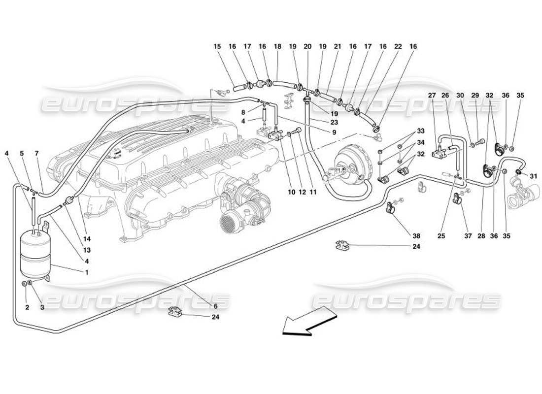 Ferrari 575 Superamerica pneumatics actuator system Part Diagram