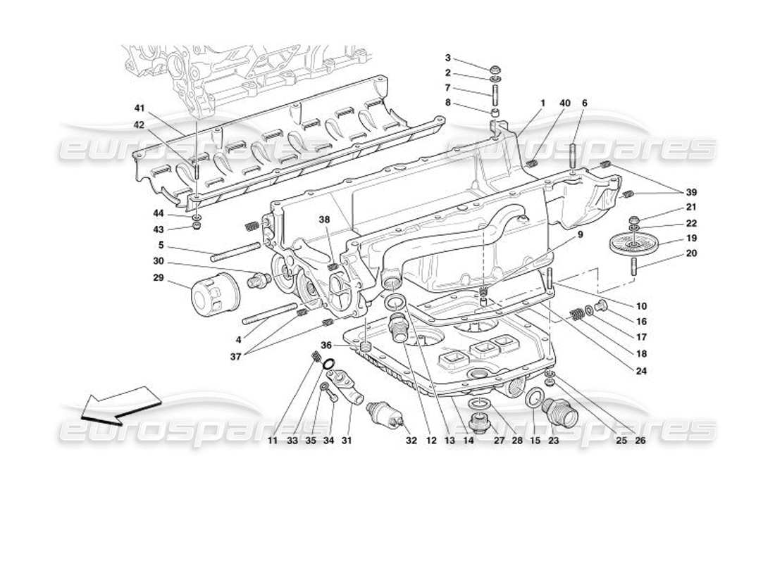 Ferrari 575 Superamerica Lubrication - Oil Sumps and Filters Part Diagram