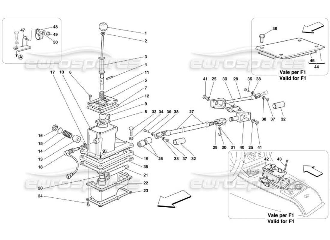 Ferrari 575 Superamerica Outside Gearbox Controls Part Diagram
