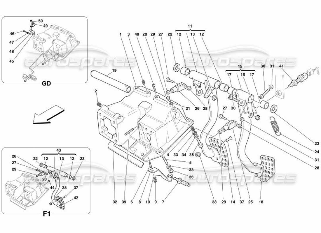 Ferrari 575 Superamerica Pedals Part Diagram