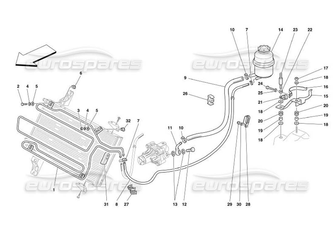 Ferrari 575 Superamerica Oil Tank for Servosteering and Serpentine Part Diagram