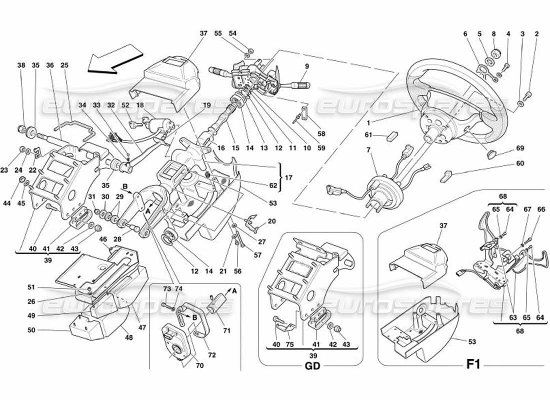 Ferrari 575 Superamerica Steering Column Part Diagram