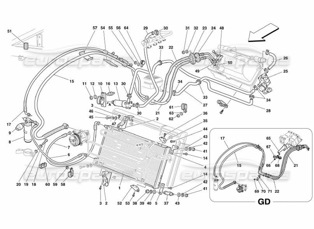 Ferrari 575 Superamerica air conditioning system Part Diagram