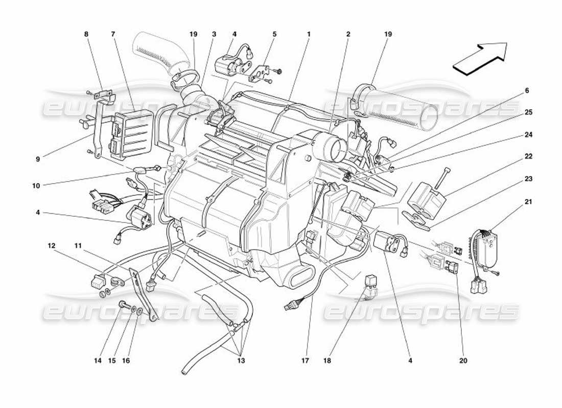 Ferrari 575 Superamerica Evaporator Unit and Controls Part Diagram