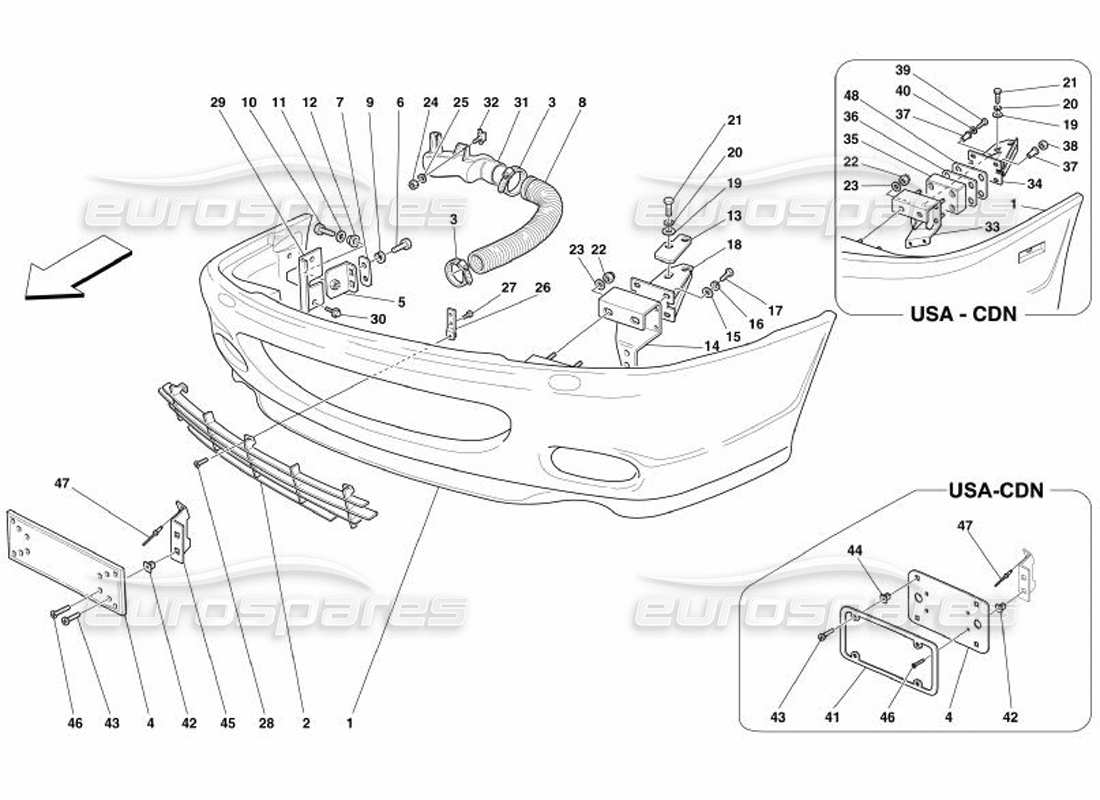 Ferrari 575 Superamerica FRONT BUMPER Part Diagram