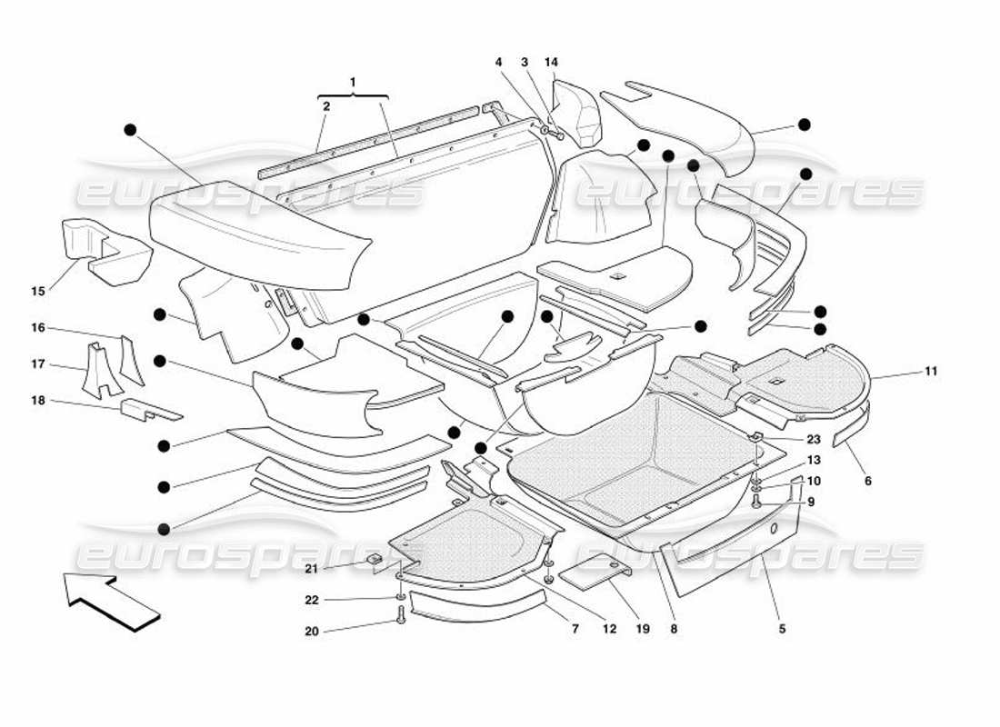 Ferrari 575 Superamerica Boot Insulation Part Diagram