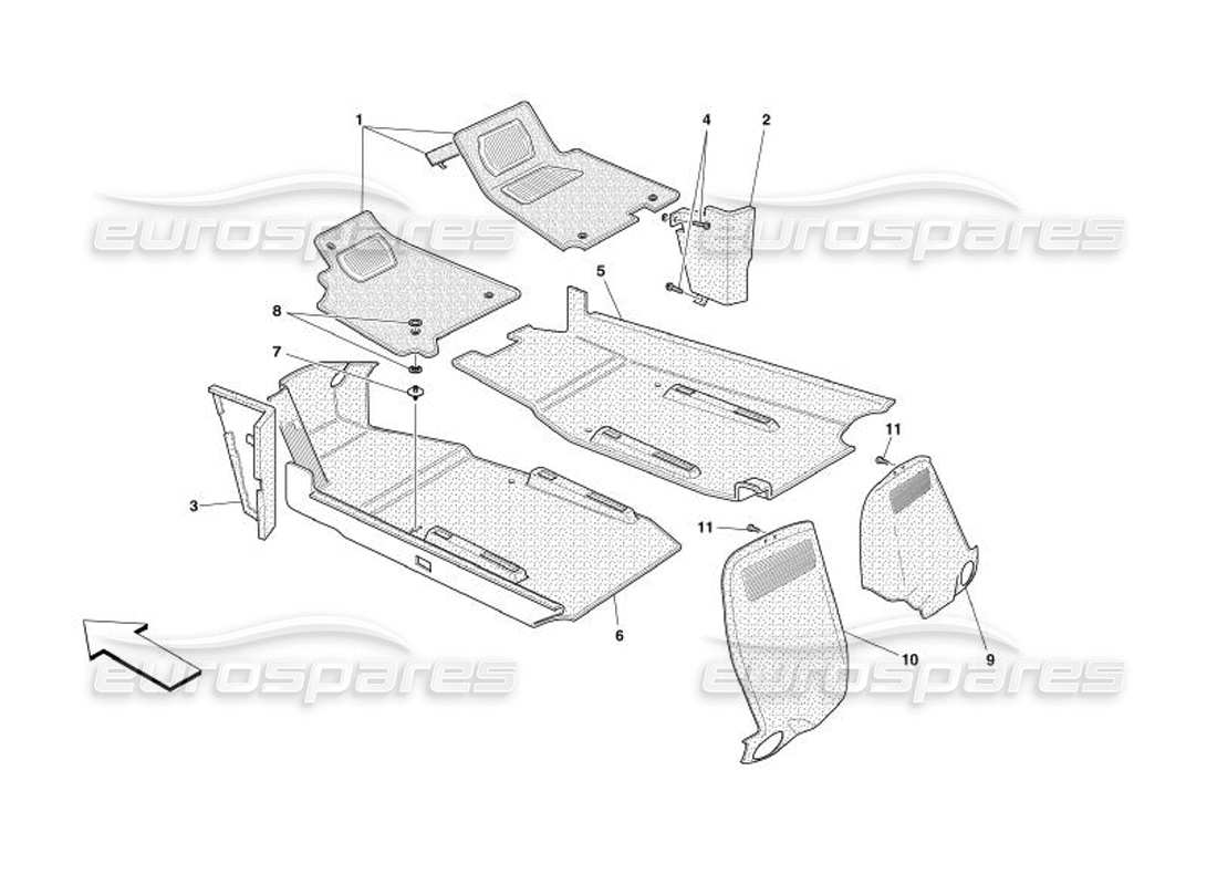 Ferrari 575 Superamerica Passengers Compartment Upholstery and Carpets Part Diagram