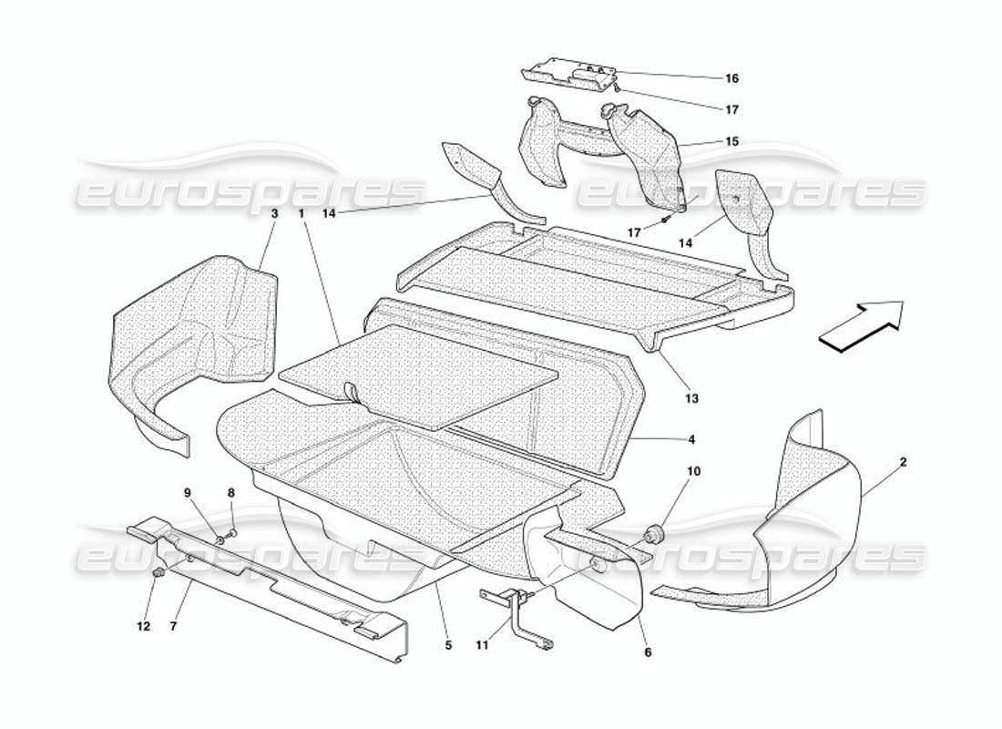 Ferrari 575 Superamerica Boot Upholstery Part Diagram