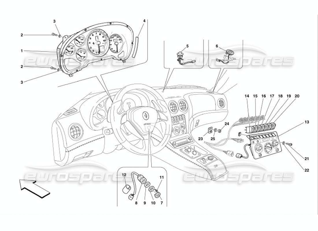 Ferrari 575 Superamerica Instruments Part Diagram
