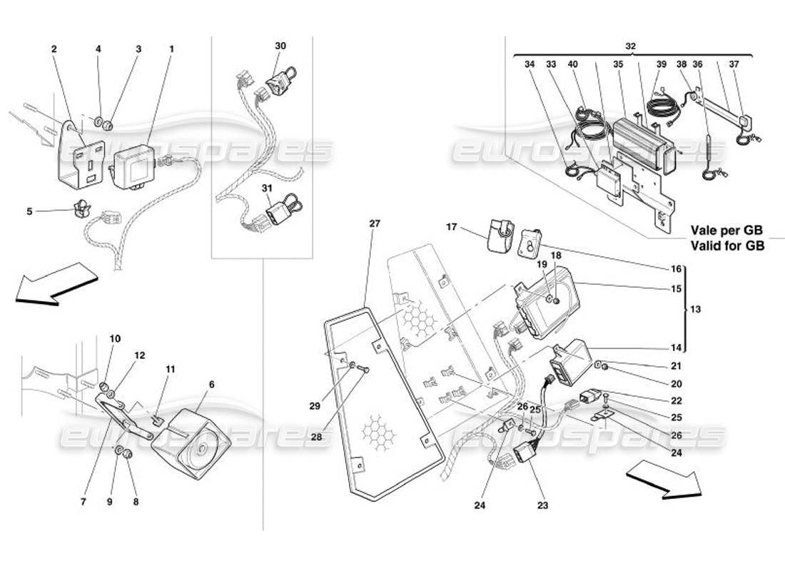 Ferrari 575 Superamerica Anti Theft Electrical Boards and Devices Part Diagram