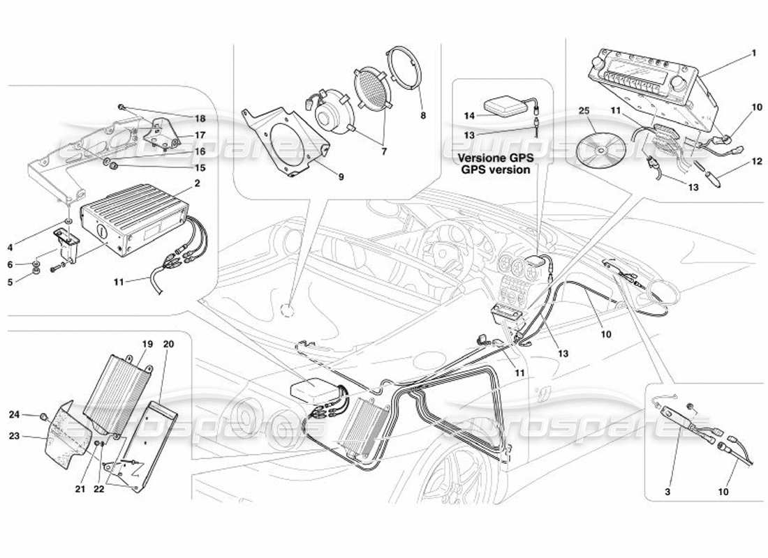 Ferrari 575 Superamerica Stereo Equipment - GPS Part Diagram