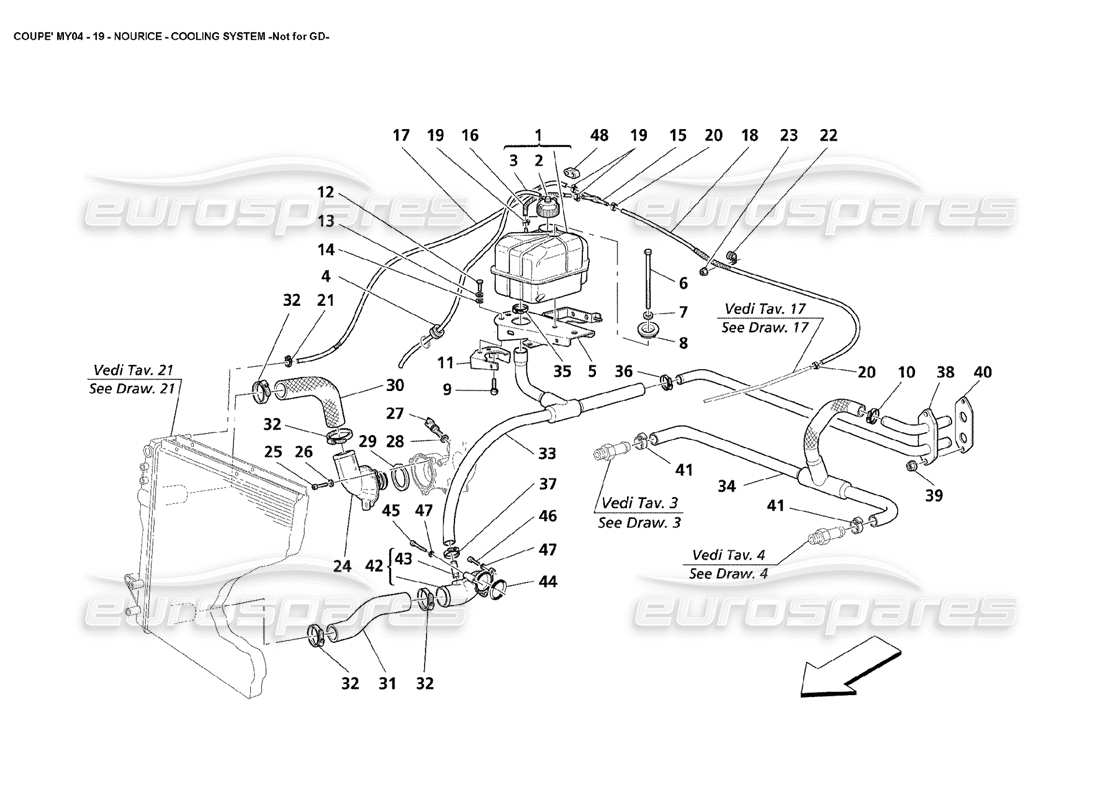 Maserati 4200 Coupe (2004) Nourice Cooling System Not for GD Parts Diagram