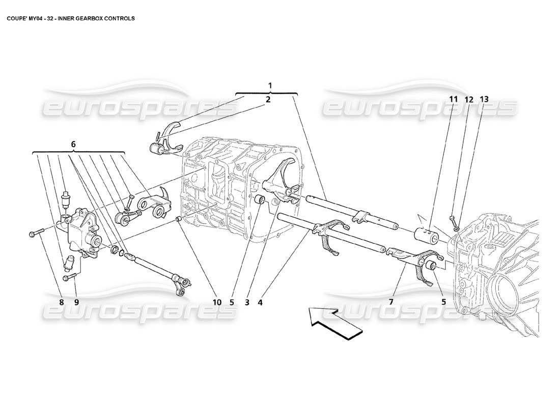 Maserati 4200 Coupe (2004) Inner Gearbox Controls Parts Diagram