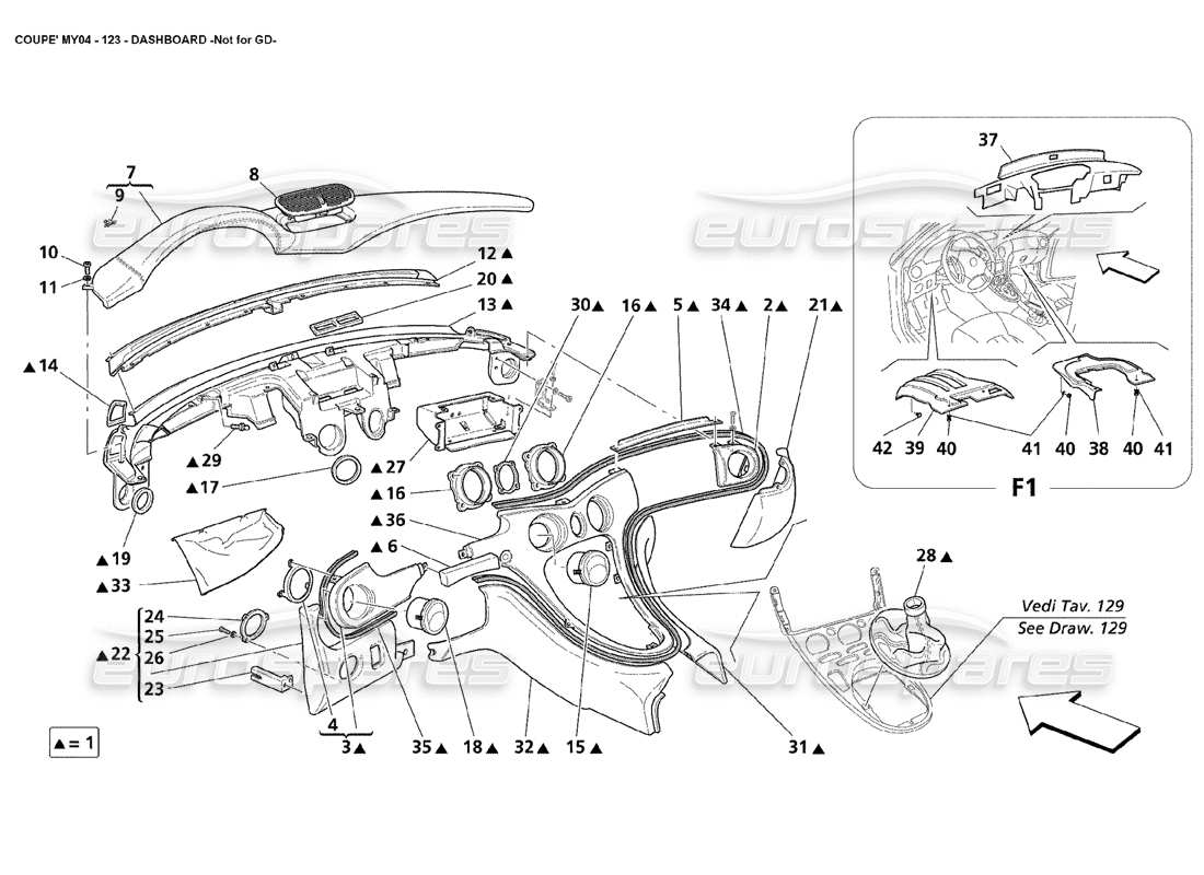 Maserati 4200 Coupe (2004) Dashboard Not for GD Parts Diagram