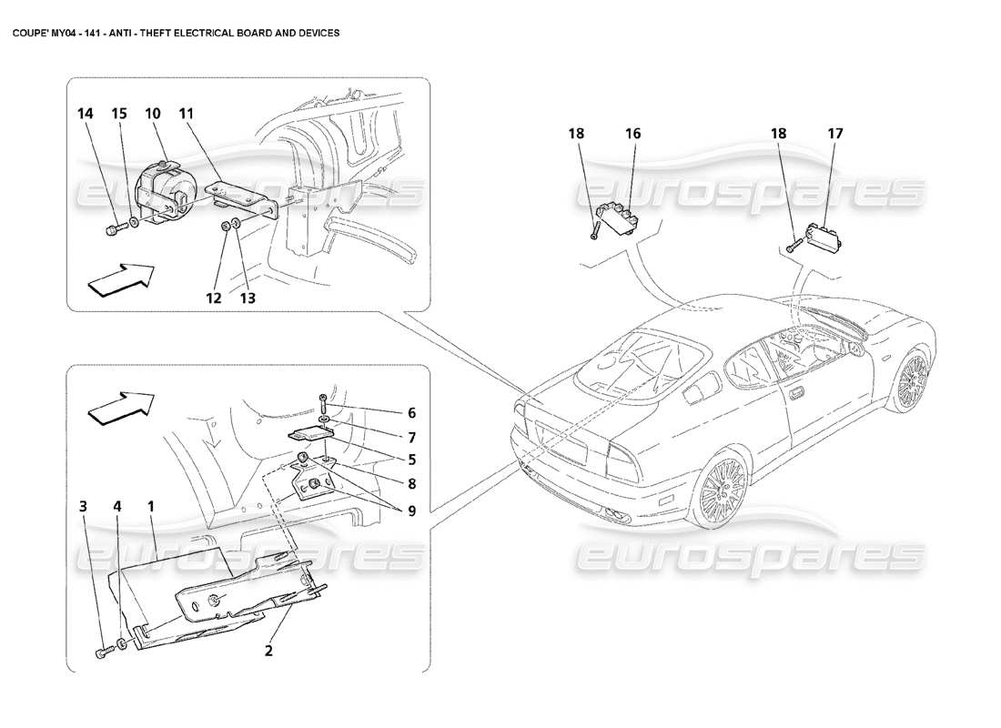 Maserati 4200 Coupe (2004) Anti Theft Electrical Boards and Devices Parts Diagram