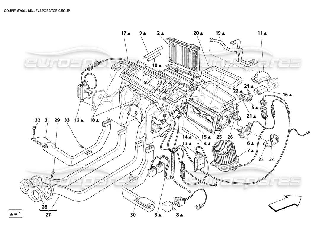 Maserati 4200 Coupe (2004) Evaporator Group Parts Diagram