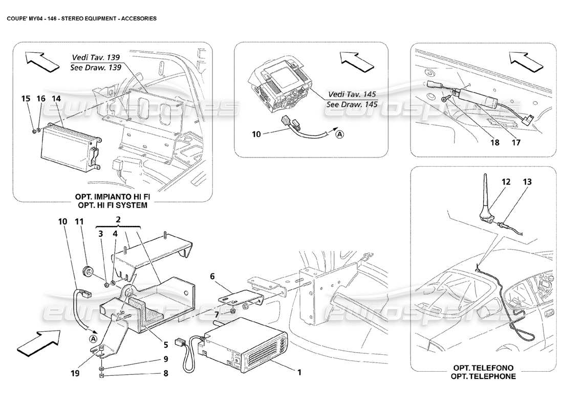 Maserati 4200 Coupe (2004) Stereo Equipment Accesories Parts Diagram