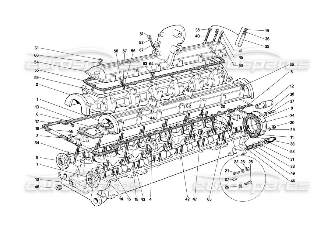 Ferrari 400i (1983 Mechanical) Cylinder Head (Right) Parts Diagram
