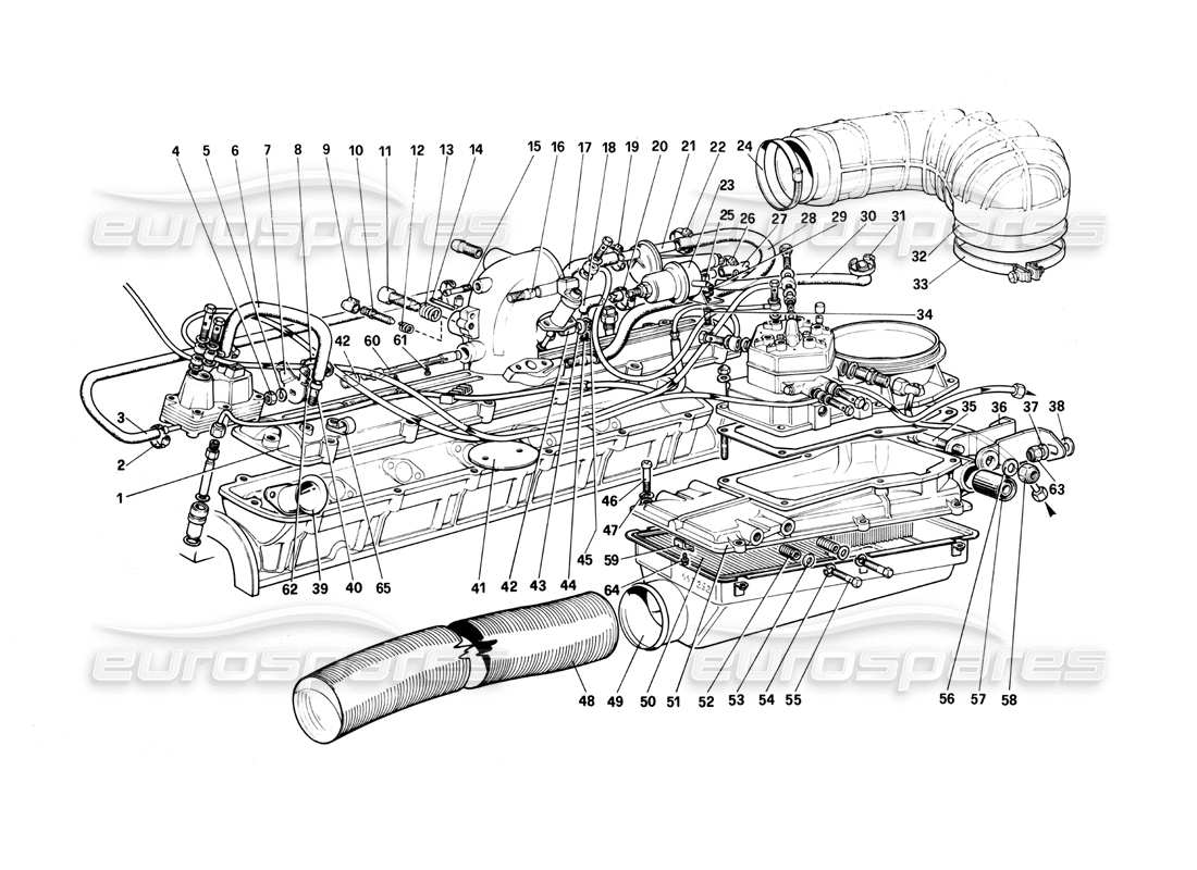 Ferrari 400i (1983 Mechanical) Fuel Injuction System - Air Intake, Lines Part Diagram