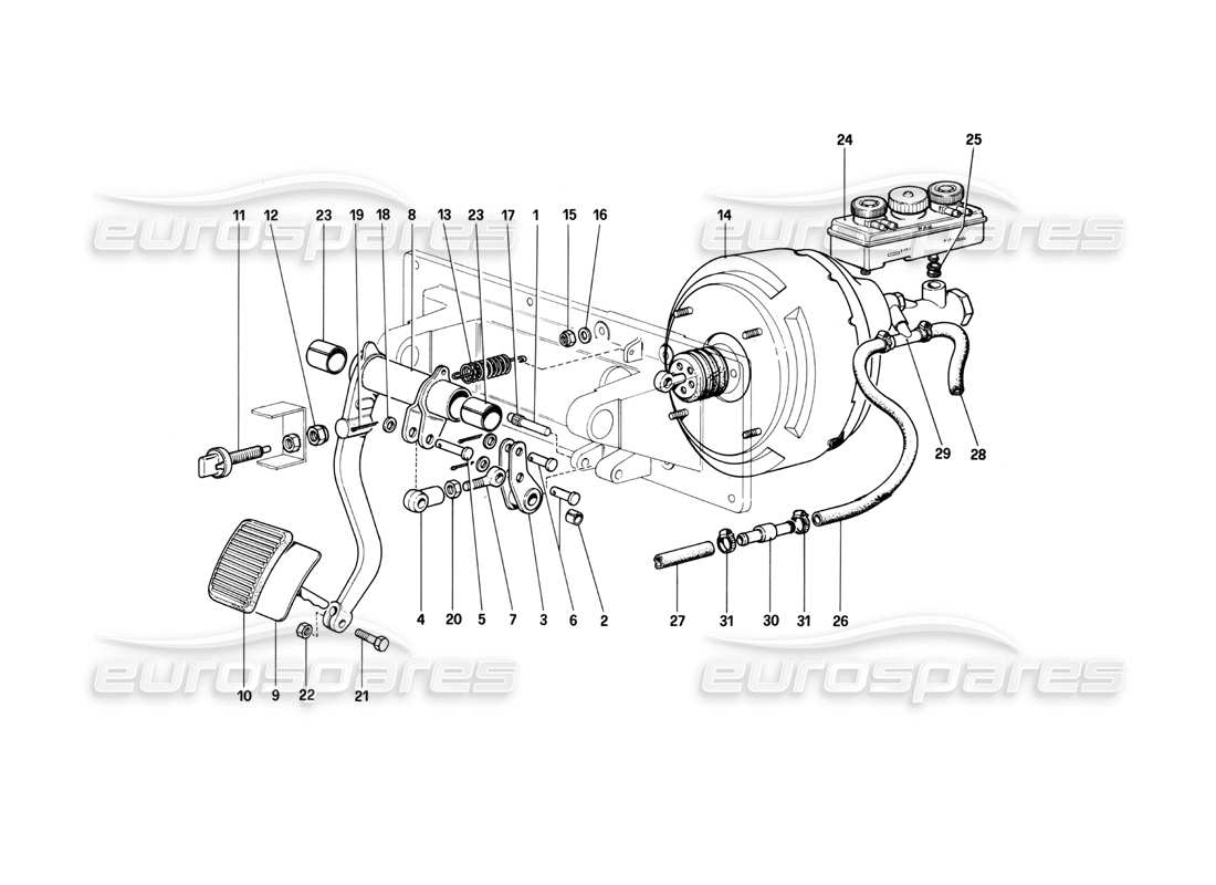 Ferrari 400i (1983 Mechanical) Brakes Hydraulic Controll (400 GT - Valid for RHD Versions) Part Diagram