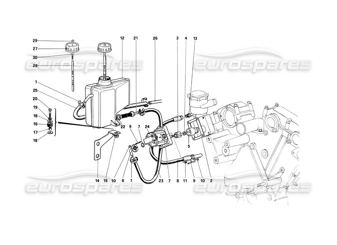 Ferrari 400i (1983 Mechanical) Rear Suspension - Oil Tank and Oil Pump Part Diagram