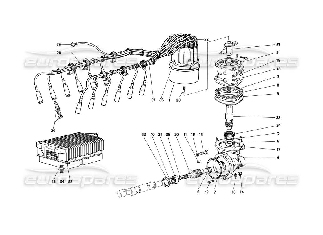 Ferrari 400i (1983 Mechanical) engine ignition Part Diagram