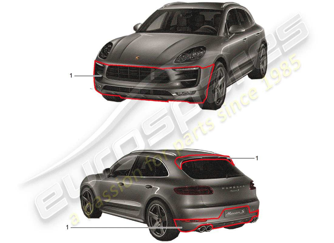 Porsche Tequipment Macan (2017) Sport Design package Part Diagram