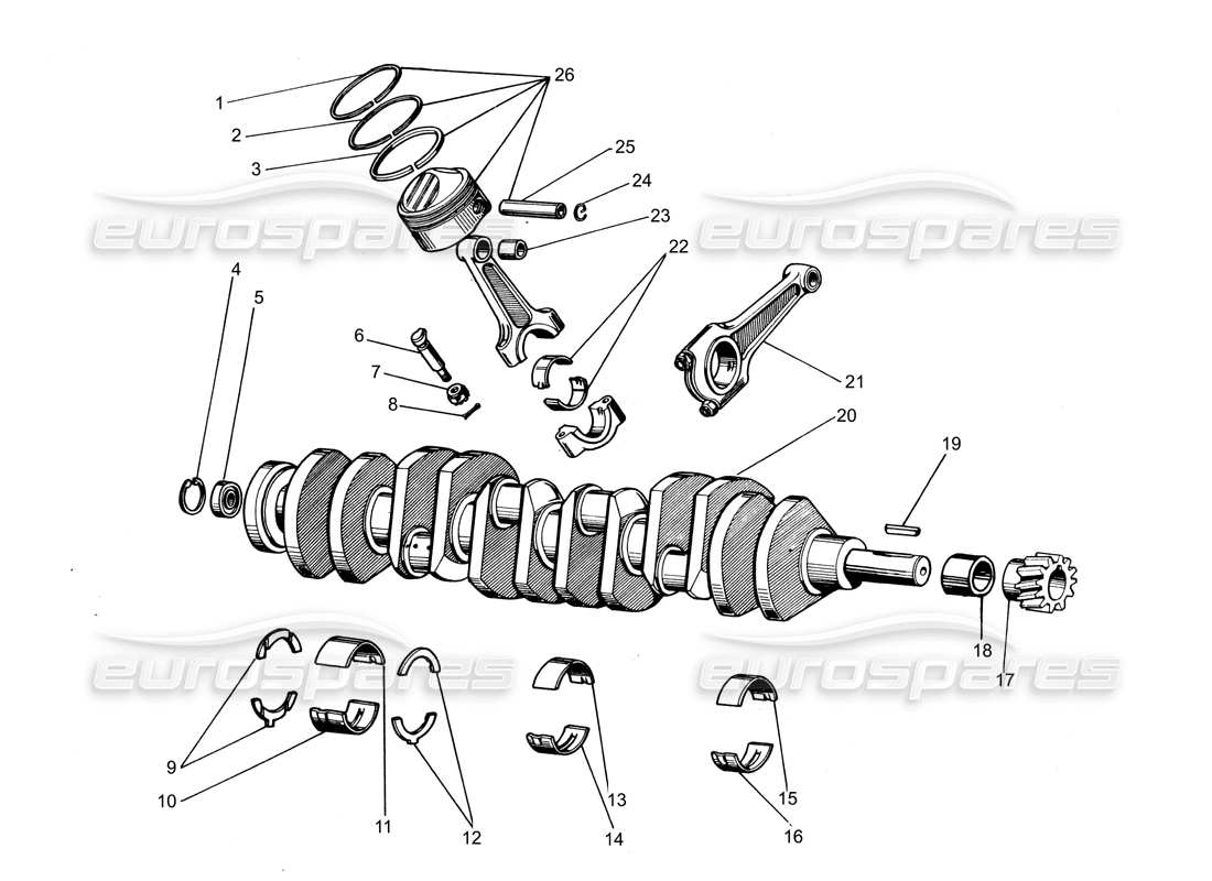 Lamborghini Espada crankshaft (to 400) Part Diagram