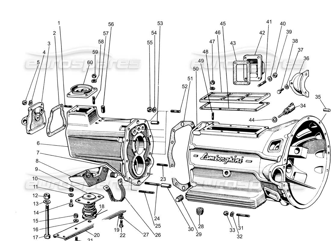 Lamborghini Espada GEARBOX (0 to 750) Parts Diagram