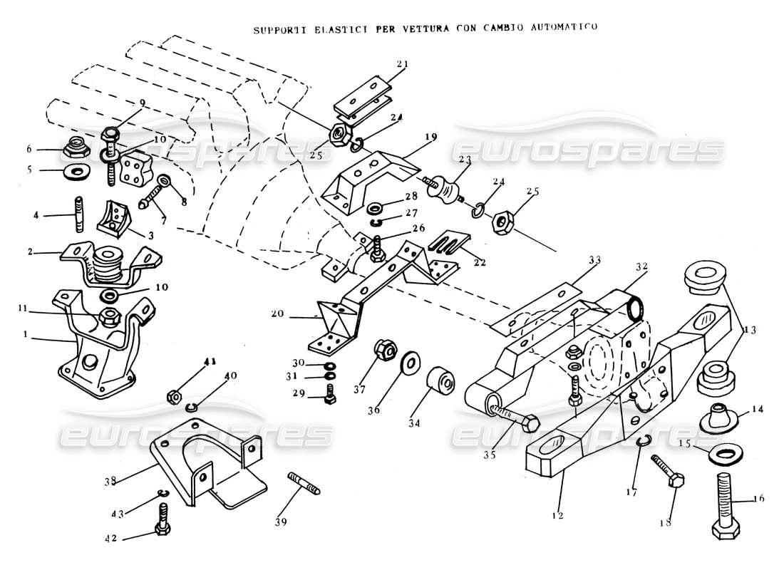 Lamborghini Espada Automatic Gearbox Mounts & Supports Parts Diagram