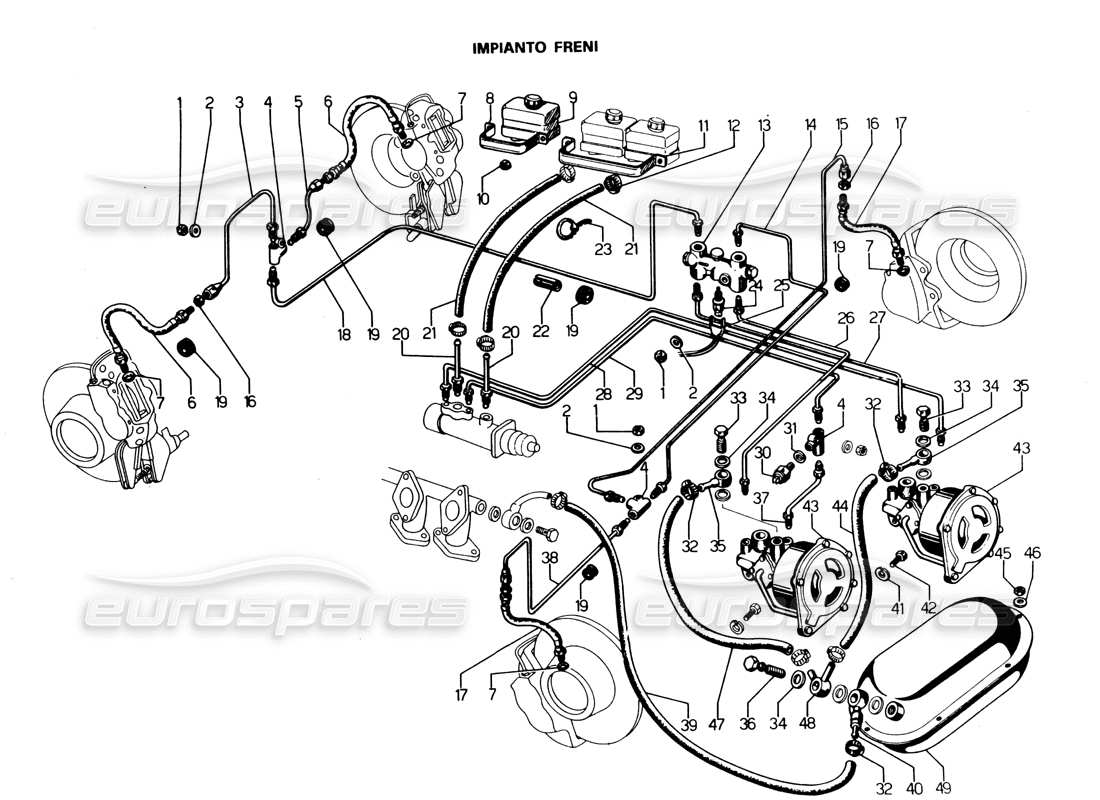 Lamborghini Espada Braking system Parts Diagram