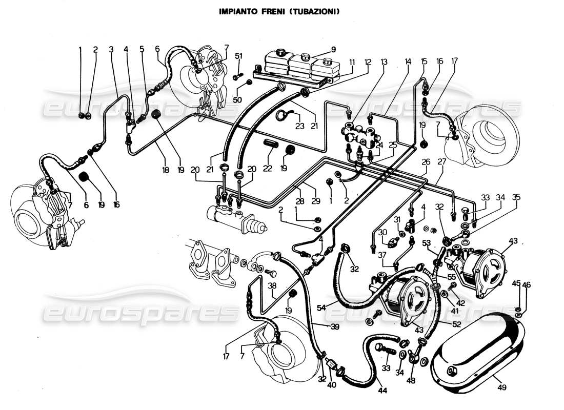 Lamborghini Espada Braking system (Australia, Gran Bret, Irlanda) Part Diagram
