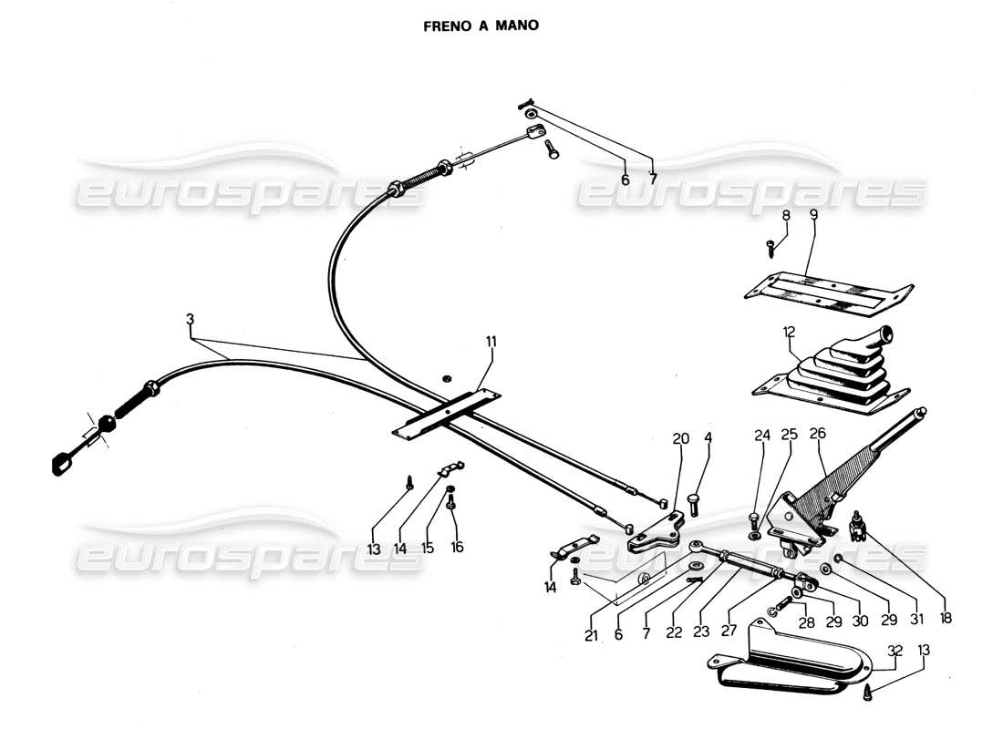 Lamborghini Espada Handbrake (0 to 800) Parts Diagram