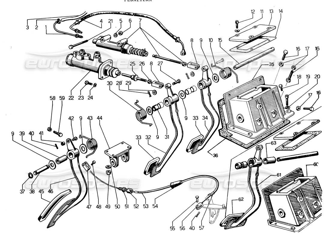 Lamborghini Espada Pedal box Part Diagram
