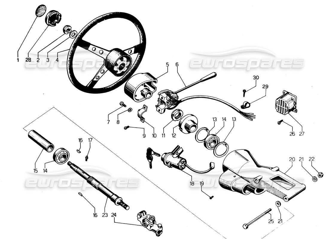 Lamborghini Espada Steering Column (Gran Bret, Irlanda, Australia) Parts Diagram