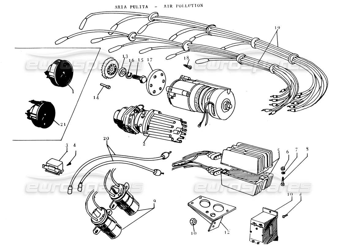 Lamborghini Espada Air pollution pumps (USA) Parts Diagram