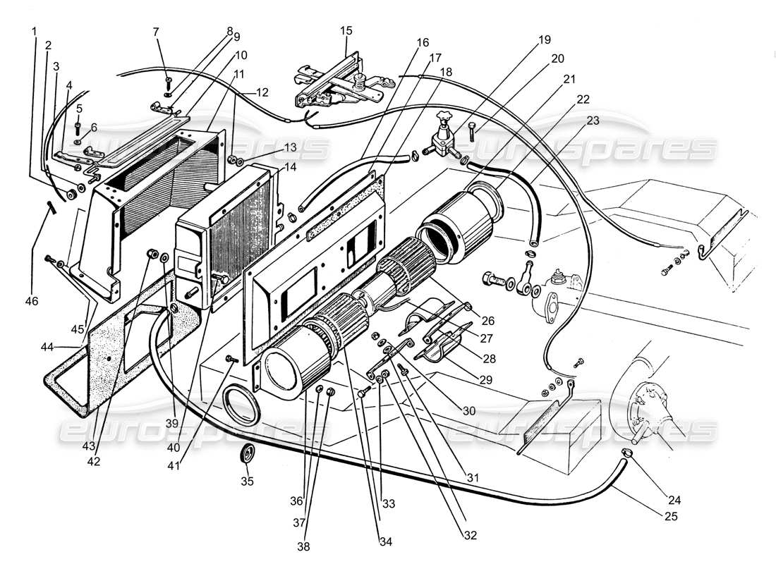 Lamborghini Espada Heater matrix Parts Diagram